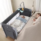 Folding 3 In 1 Baby Bassinet For Infant Bedside Sleeper W  Rotating Music Stand