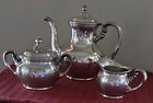 Vintage Gorhams Silverplated  m  Engraved Tea Service  Teapot  Sugar  Creamer 