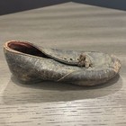 Antique Kids Baby Leather Shoe 1900s Brown Short Lace Up Vintage
