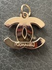    chanel Zipper Pull charm Dark Blue Stones W solid Gold 19mm 