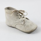 Vintage White Leather Baby Shoes 6603-2 Lace-up Perforated Toe Newborn