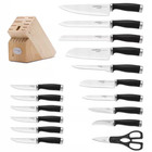 Epicure 17-piece Stainless Steel Knife Set With Storage Block In Black