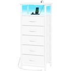  Dresser For Bedroom  Tall Nightstand With Charging 5 Drawers Off White