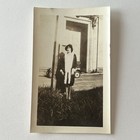 Vintage Sepia Snapshot Photograph Beautiful Young Woman Flapper Outside Hat