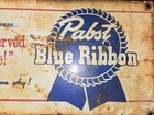 Vintage Pabst Blue Ribbon Beer Sign Porcelain Schaefer Iroquois Schlitz Lonestar