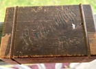 Vintage Brown Wood Sewing Box W  Assorted Silk Thread Spools  London Whiffs