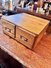 Vintage Wood Card Catalog 2 Drawer Oak Library Desk File Cabinet
