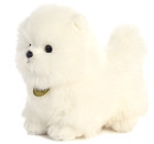     New Aurora World Stuffed Plush Toy White Pomeranian Pompom Soft Dog Plushie