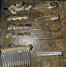 Mixed Lot Of 9 Hair Clips Vintage    Cat Rhinestones Pearl Gold Mixed Metals 