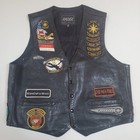 Leather Raider Biker Motorcycle Vest Many Patches Sturgis Star Touring Riding   