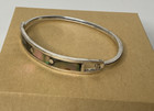 Vintage Mexico 925 Silver Abalone Inlaid Hinged Bracelet 15 Grams 255