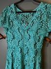 Vintage After Dark Teal Lace Dress Sz 10 Sequin Soutache Midi Formal Cocktailusa