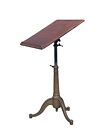 Antique Victorian Oak   Cast Iron Telescoping Drafting Table With Bronze Paint