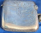Antique Edwardian English Sterling Silver Vesta Case Match Safe Curved Wonderful