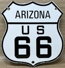 Vintage Us Route 66 Arizona Porcelain Metal Highway Sign Gas Oil Road Shield Az