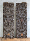 Pair Of Antique Carved Wood Panels French Baroque Ornate Floral Architectural