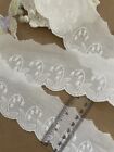 Vintage White Lily Floral Embroidery Cotton Lace Trim Great For Sewing   Crafts