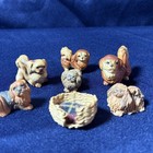 Vintage Pekingese Mini Figurines Lot Of 6 And A Mini Doggy Bed  