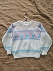 Gimbels Vintage Kids Unisex Acrylic Knit Bunny Sweater White Long Sleeve 4t 80s
