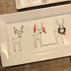 Dansk Rudy Reindeer Christmas Divided Serving Tray   Platter White Lot Of 2 Euc