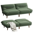  Futon Sofa Bed  Modern Loveseat Futon Couch With Adjustable Backrest And Green