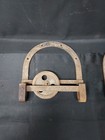Antique Pair Horseshoe Large U Shaped Matching Iron Barn Door Rollers Hangers