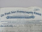 Frank Jones Brewing Company Limited Share Certificate 1919