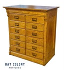 Antique Oak 12 Drawer Wood File Cabinet   Filing Cabinet