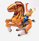 Vintage Wind Up Tin Mechanical Native American On Horse Works - Original Box