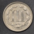 1865 Three-cent Piece  nickel   ch Bu Die Clashes 
