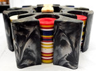 Vintage Mid-century Marbled Plastic Spade Poker Chip Caddy Holder Rack W  Handle