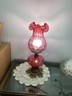 Antique Fenton L g wright Cranberry Coin Lamp Double Light