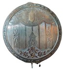 Vintage Silver Plate Powder Compact     Mirror  Chain Ring  Sifter  1930s