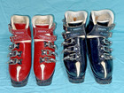      Lot Of 2 Pair Vintage Antique Ski Boots  Red   Black  From The Brand Krista
