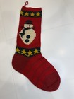 Vtg Christmas Cove Design  Handmade Maine Wool Stocking Red Snowman