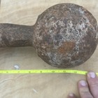 Vintage Antique Cast Iron Dumbbell Round Head Strongman Circus 25 Lbs