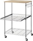 3-tier Rolling Kitchen Cart  Microwave Cart With Oak Wood Tabletop And Drawer   