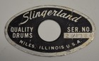 Slingerland 60s Black   Silver Oval Drum Badge W serial Number - Niles Il