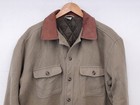 Vintage Men Shirt Jacket Medium Brown Wool Blend Quilted Suede Collar Chore Flaw
