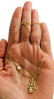 925 Solid Sterling Silver   14k Gold Plated Hamsa Anklet 9    1  Long -  Ea59