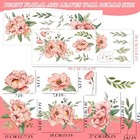 18 Pcs Large Flower And Leaves Wall Decals Vintage Peony Floral Wall Stickers 