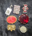 Huge Vintage Glass Clasp Lot Of 7 Box Crystal Restring Jewlery Slide 2 Pc