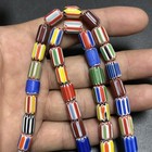 Vintage Venetian Chevron Glass Bead Necklace Old African Trade Beads