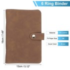 A6 Pu Leather Binder Cover  6 Ring Loose Leaf Binder Protector  Brown