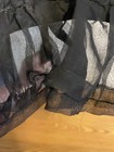 Antique Black Folding Collapsable Jointed Black Parasol With Ruffles