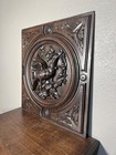 French Antique Black Forest renaissance Oak Wood Wall Plaque Theme Bird