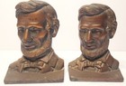 Vintage Verona Abraham Lincoln Bust Bookends Cast Iron Bronze Finish Pair Heavy