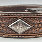 Vintage Men s Western Brown Leather Belt With Silver Diamond Conchos Size 32