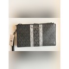 Michael Kors Jet Set Travel Signature Wristlet Wallet - Nwt  Black And Silver