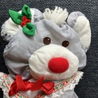 Vtg Fisher Price 1987 Puffalump Christmas Gray Mouse Nylon Plush Candy Cane 12 